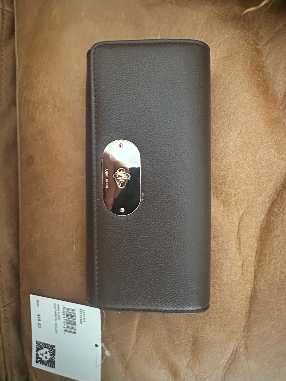 Anne Klein continental faux leather wallet, espresso.